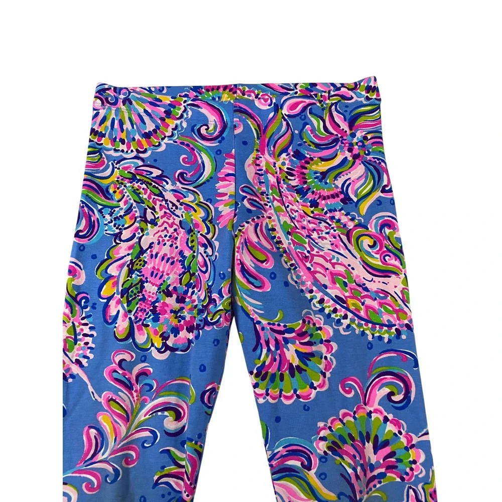 Lilly Pulitzer Girls XL 12-14‎ Blue Pink Paisley Floral Print Leggings Pants